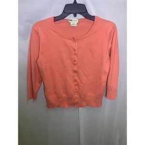 Women's Missy XL 16/18 Pink Y2K Faded Glory Button Cardigan‎ 3/4 Sleeve